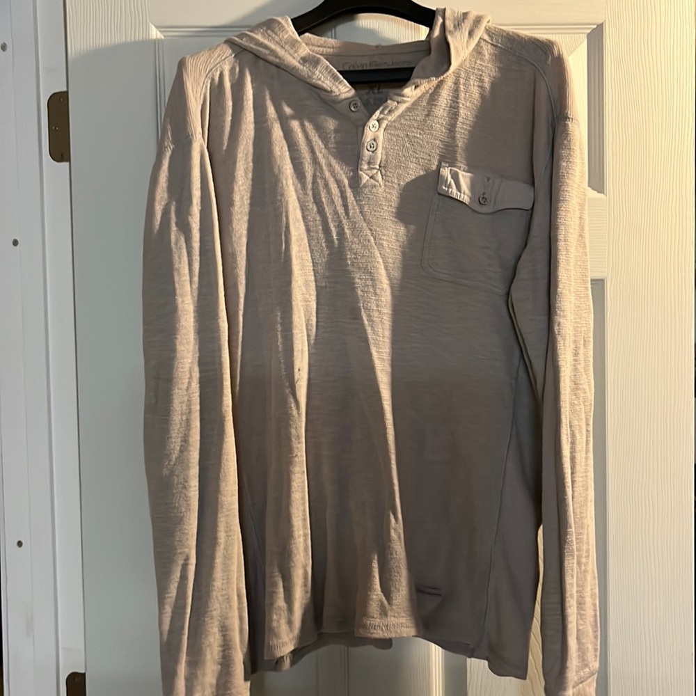 Beige Calvin Klein hooded sweatshirt